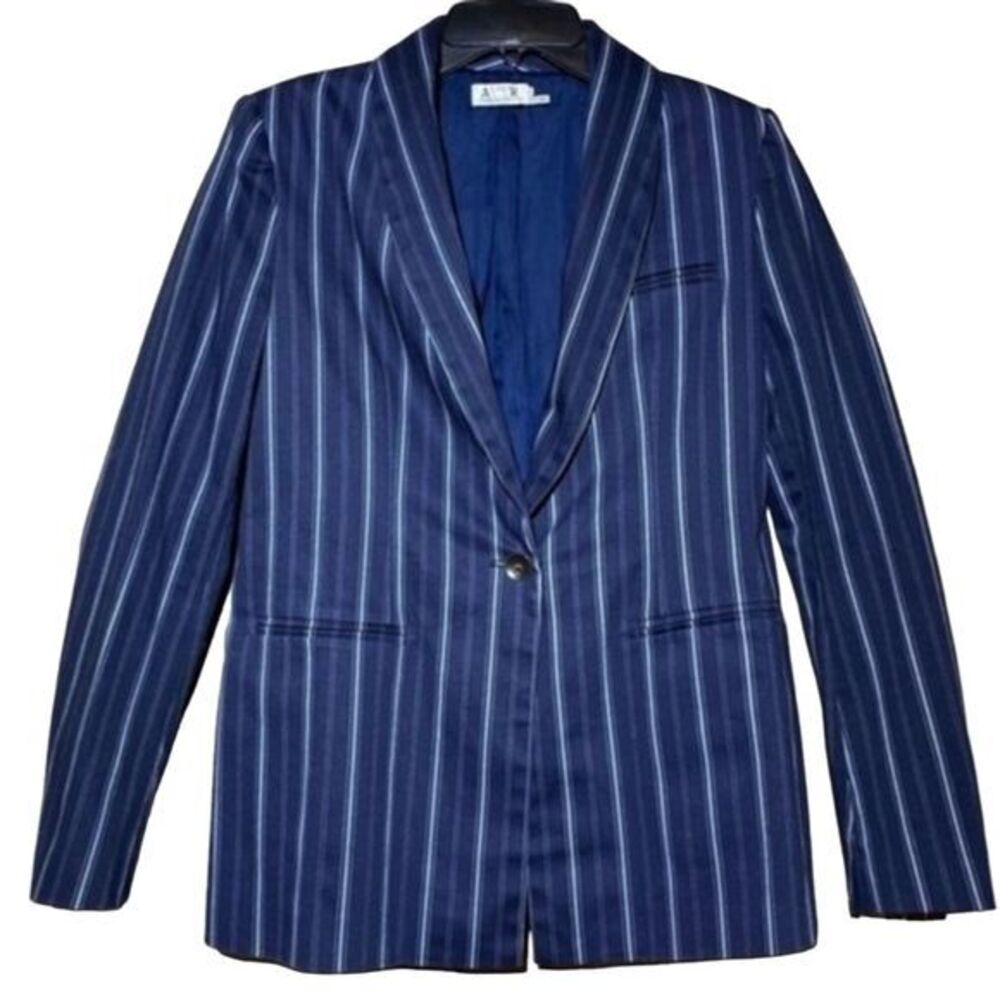 AMUR Blue Striped One Button Blazer Unisex Adults Size 8